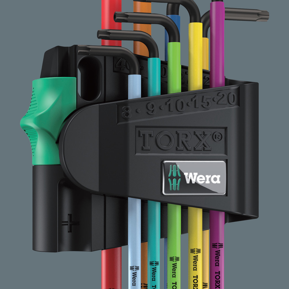 Jeu de clés mâles coudées BO Multicolour, BlackLaser 967/9 TORX BO 1 WERA - 05024335001