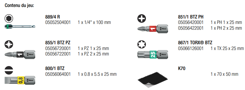 Embout de vissage interchangeable avec localisateur d'outil 1 Kraftform Kompakt WERA 8 pièces - 05051016001