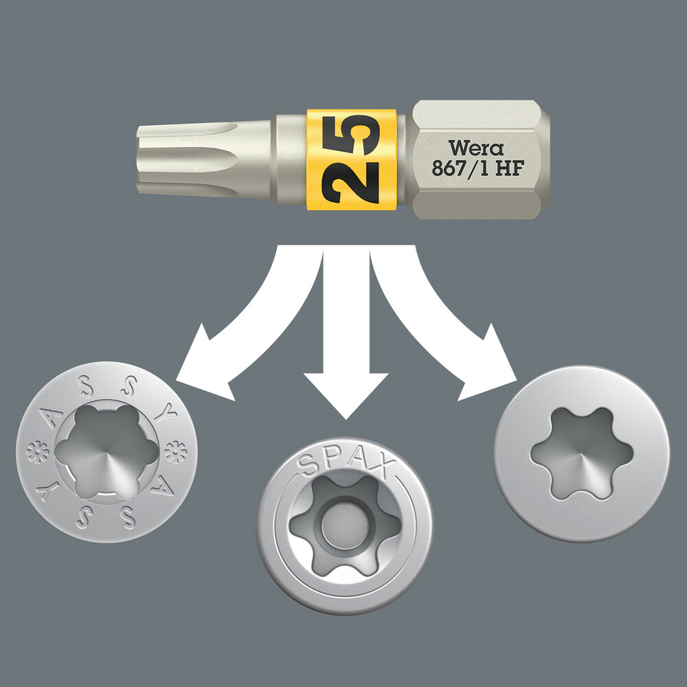 Jeu d'embouts avec porte-embouts Bit-Check 12 Wood TORX HF 1 SB Wera - 05073641001