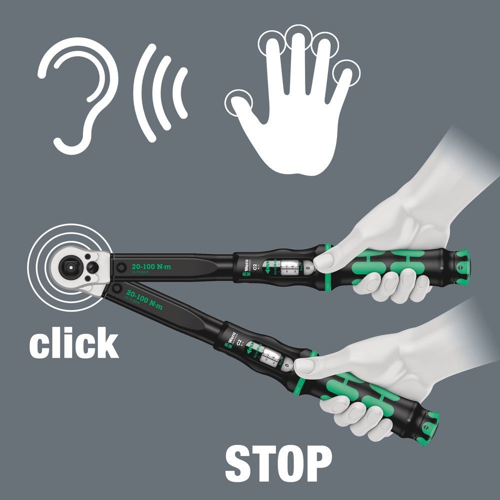 Clé dynamométrique Push 20 - 100 Nm Click-Torque C 2 d/g Wera - 05075625001