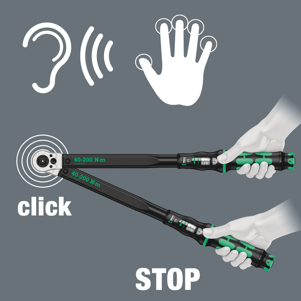 Clé dynamométrique Push 40 - 200 Nm Click-Torque C 3 d/g Wera - 05075626001