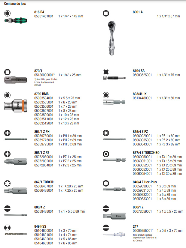 Mallette à outils 41 pièces pour travail du bois WERA H 1 - 05135939001