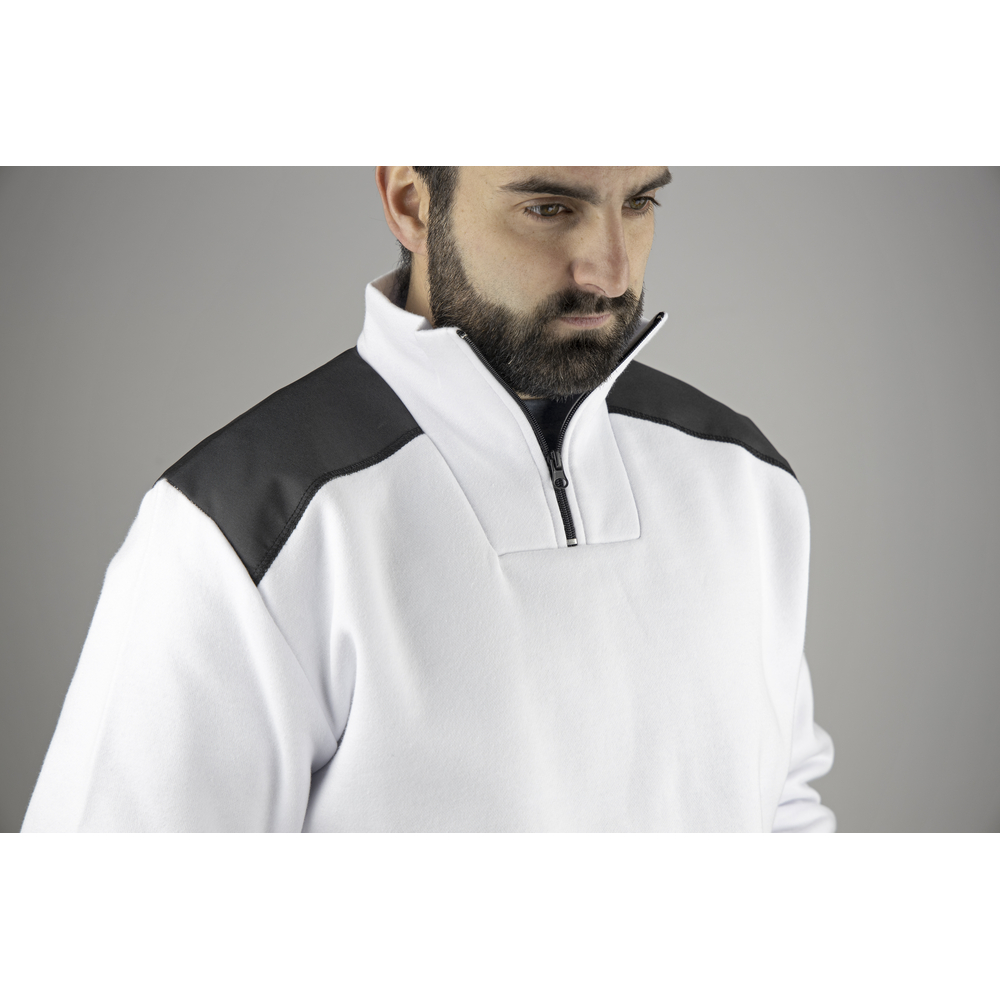 Sweat col camionneur bicolore FRESQUE BLANC NOIR - LMA LEBEURRE - 8088