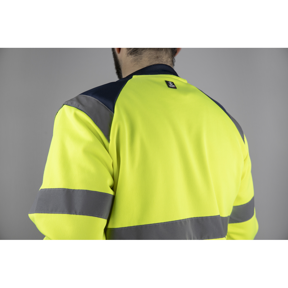 Sweat col rond BASIC HV SONAR JAUNE MARINE - LMA LEBEURRE - 8082