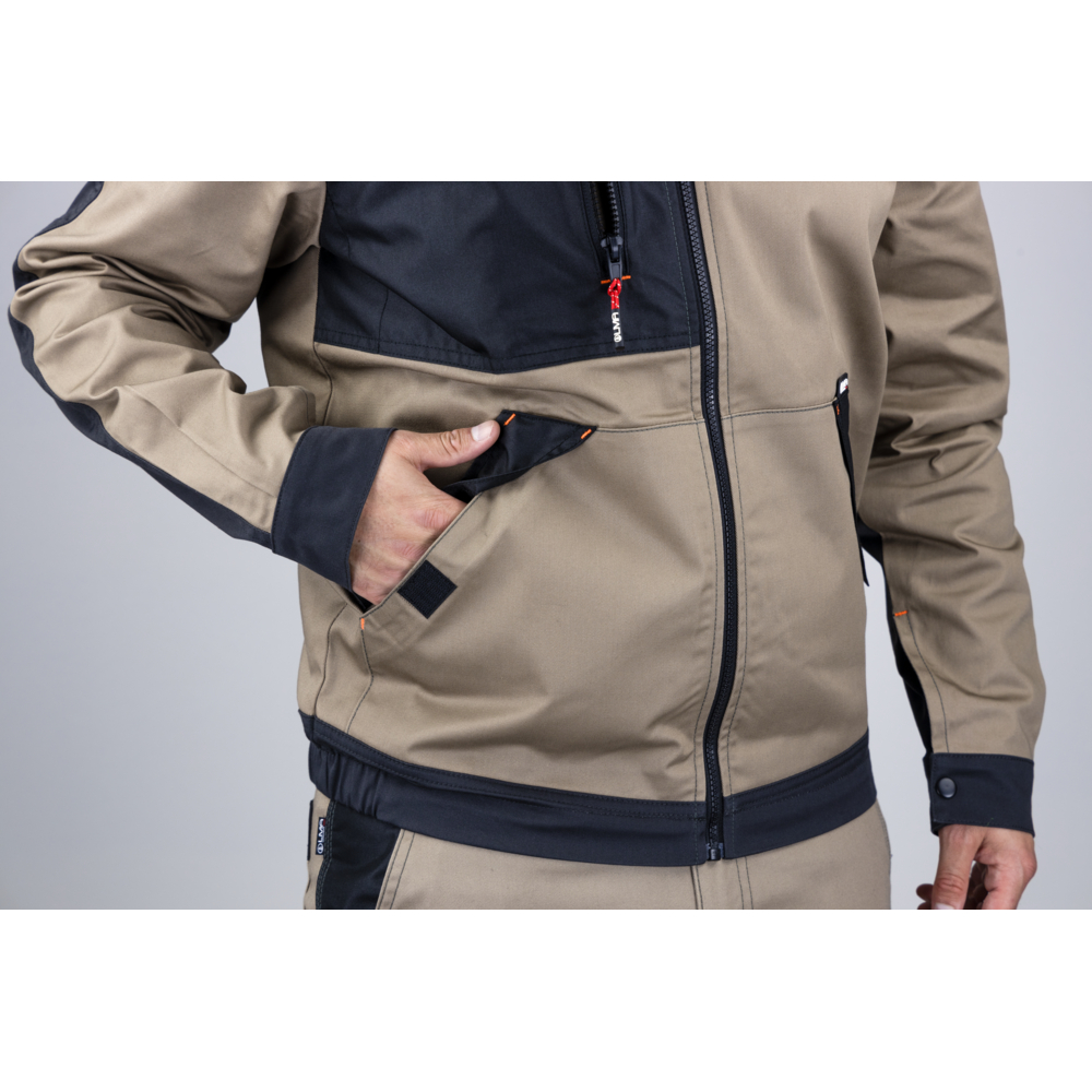Veste zippée bicolore + emp stretch CENTAURE BEIGE GRIS - LMA LEBEURRE - 2345