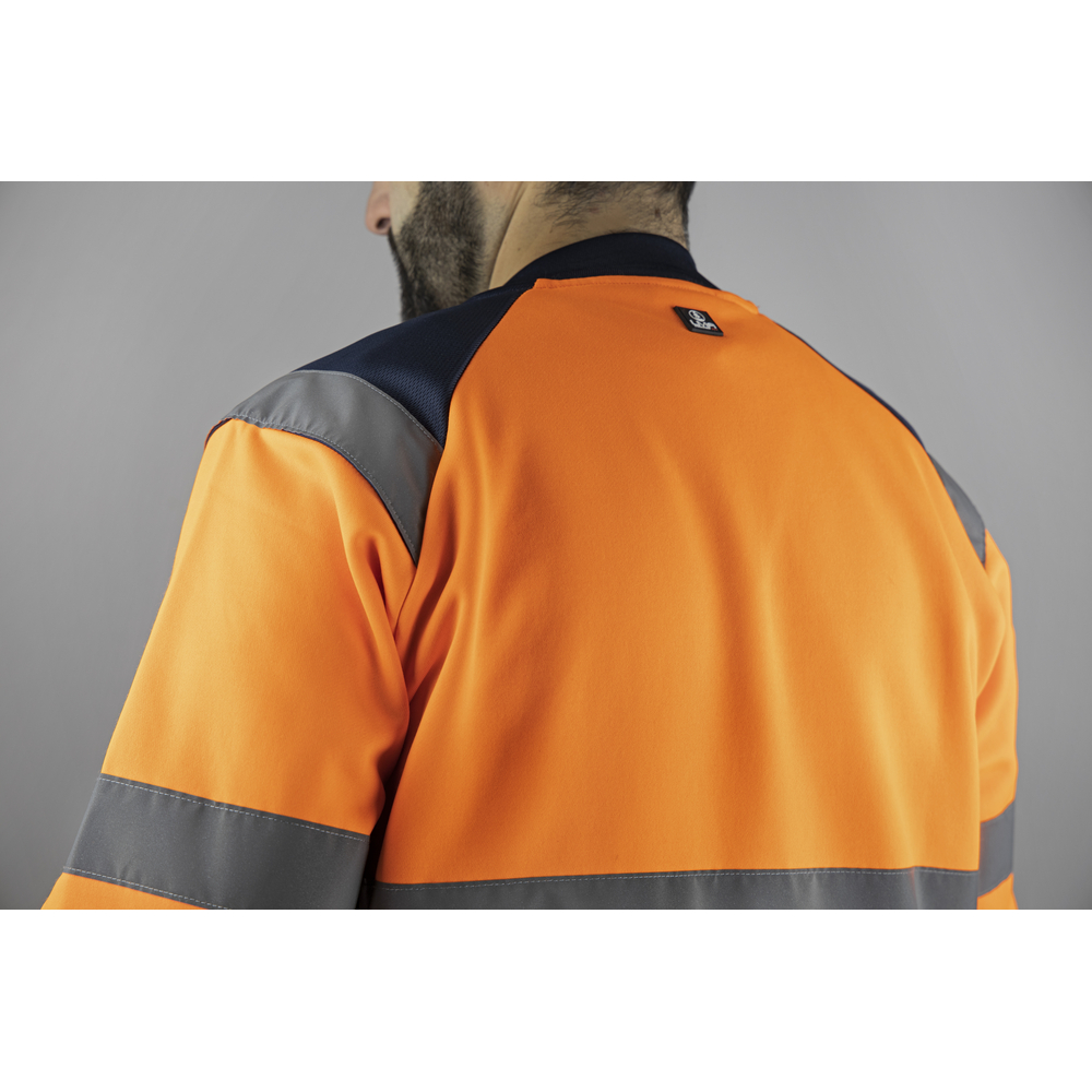 Sweat col rond HV BASIC HV -  ANTENNE ORANGE MARINE - LMA LEBEURRE - 8083