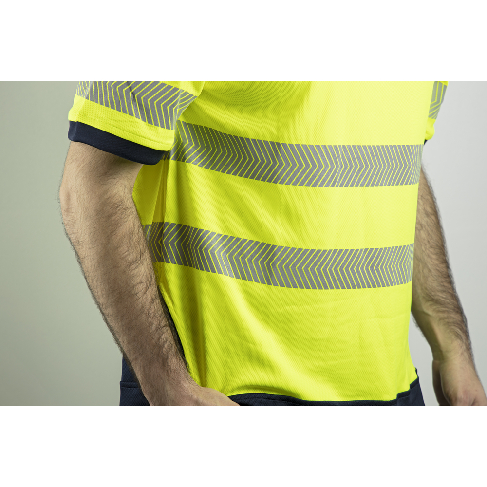 T-shirt MC MAILLE HV anti UV  HALOGENE JAUNE MARINE - LMA LEBEURRE - 9192