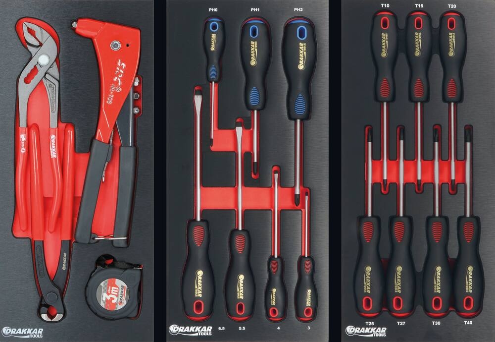 Servante d'atelier 8 tiroirs 249 outils - modules finition métal DRAKKAR - 25115