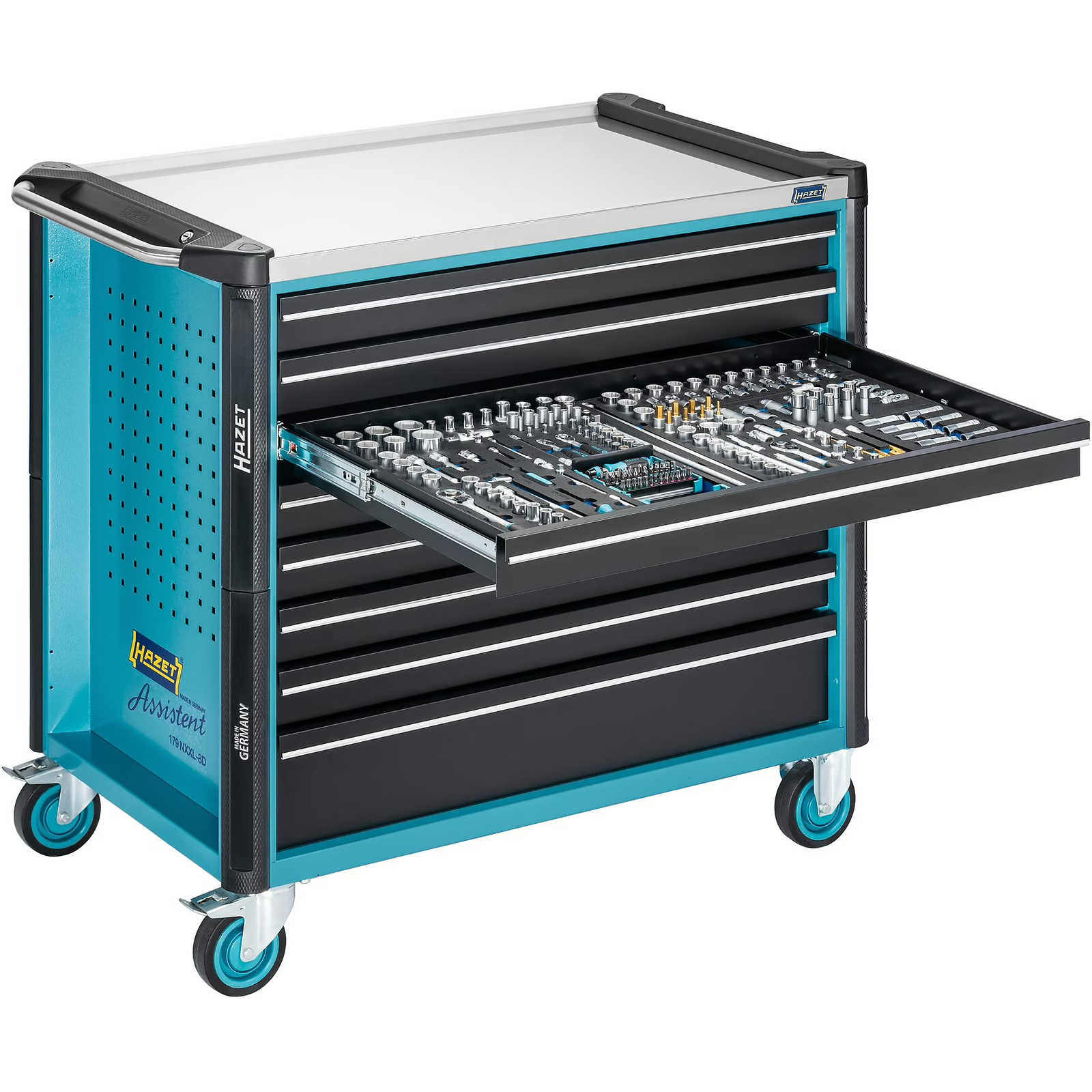 Servante d’atelier extra-profonde 8 tiroirs inox 1133x642x1020 mm HAZET - 179NXXL-8D