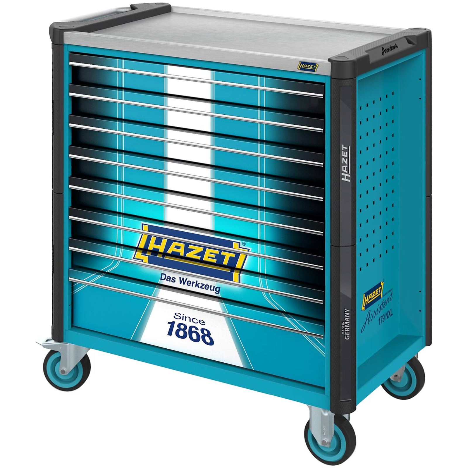 Servante d’atelier édition spéciale 8 tiroirs acier inoxydable 959 x 518 mm HAZET - 179NXL-8S1