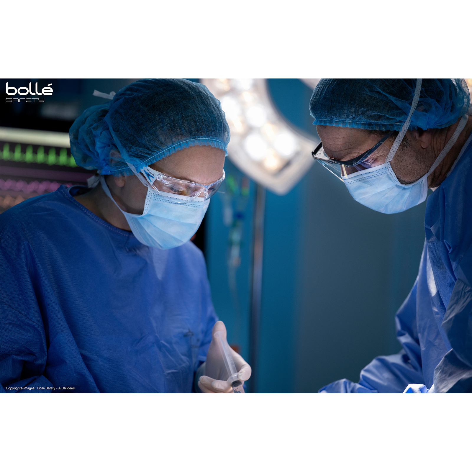 Lunette incolore monture bleu/blanche RUSH+ BOLLÉ SAFETY - PSSRUSP085