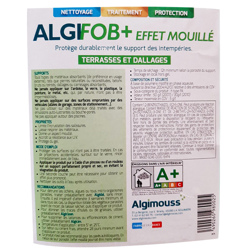 ALGIFOB+ EFFET MOUILLE - 15 L - Imperméabilisant effet mouillé pour dallages ALGIMOUSS - 098003