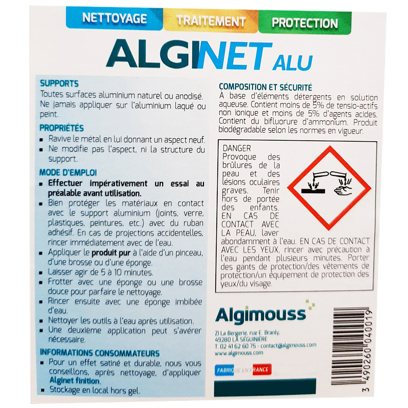 ALGINET ALU - 30 LITRES - Nettoyant Aluminium ALGIMOUSS - 004003