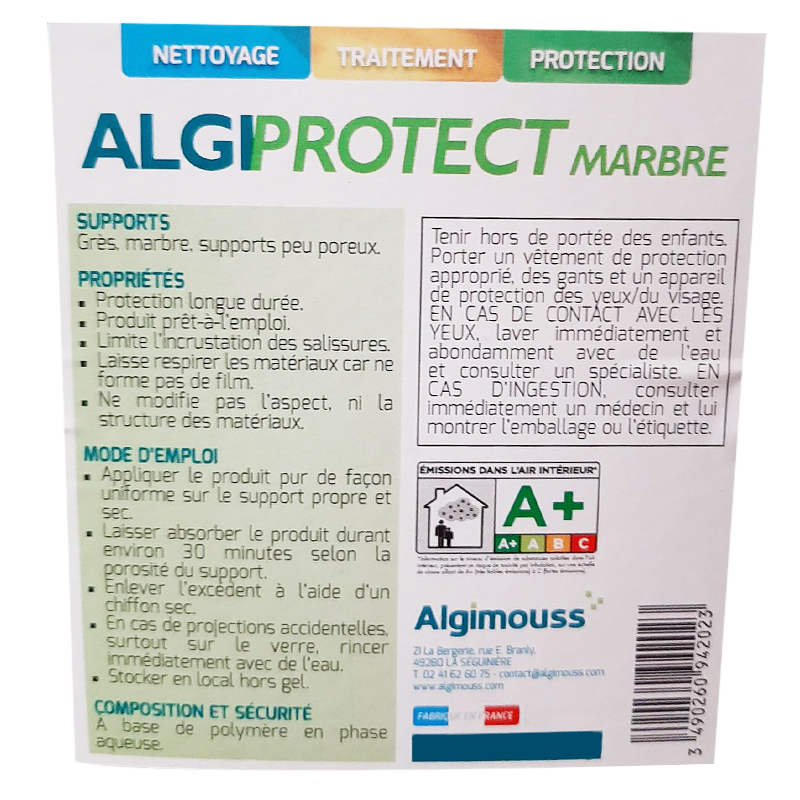 ALGIPROTECT MARBRE, GRES ET CERAME - 5 LITRES - Imperméabilisant marbre, grès et cérame - 094203
