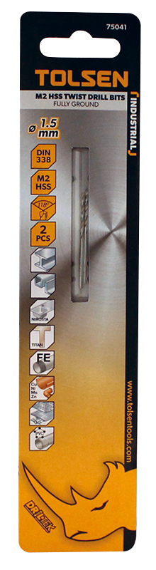 Forets metaux 1,5 x 43mm (75041) TOLSEN - 100396