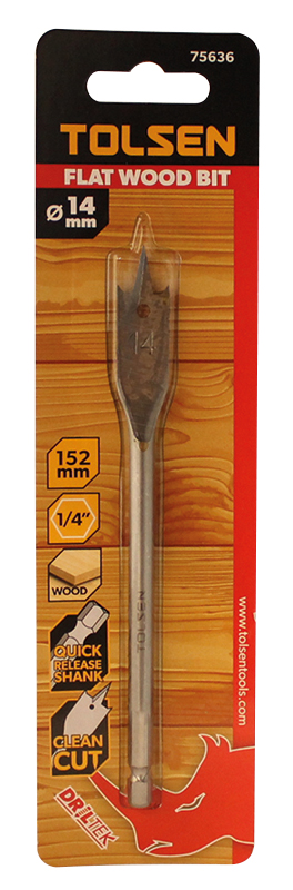 Meche bois plate 14mm (75636) TOLSEN - 100434