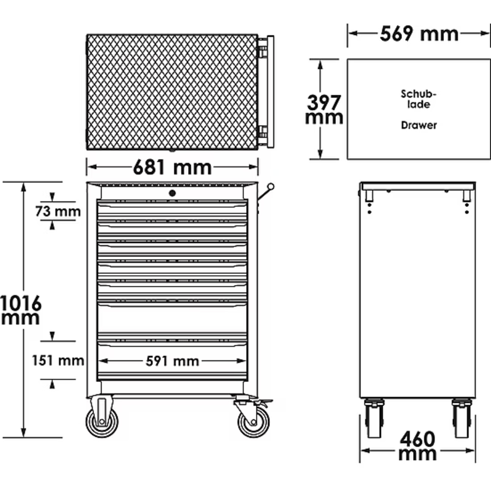Servante d'atelier séries M avec assortiment  VIGOR - V2379N/210