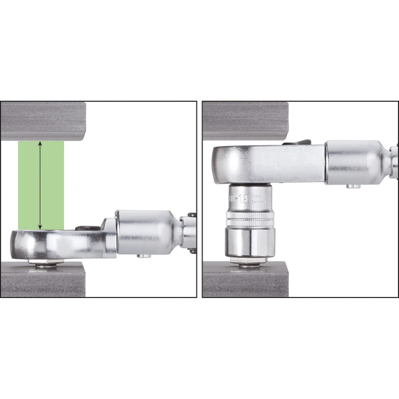 Attache mâle polygonale à cliquet carré femelle 14 x 18 mm profil 12 pans 40 dents 250 Nm HAZET - 6606D-18