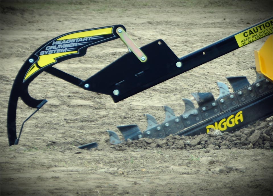 Trancheuse de sol DIGGA BIGFOOT profondeur max 900mm - largeur 150 mm - chaine COMBO pour sol difficile - BFT000017