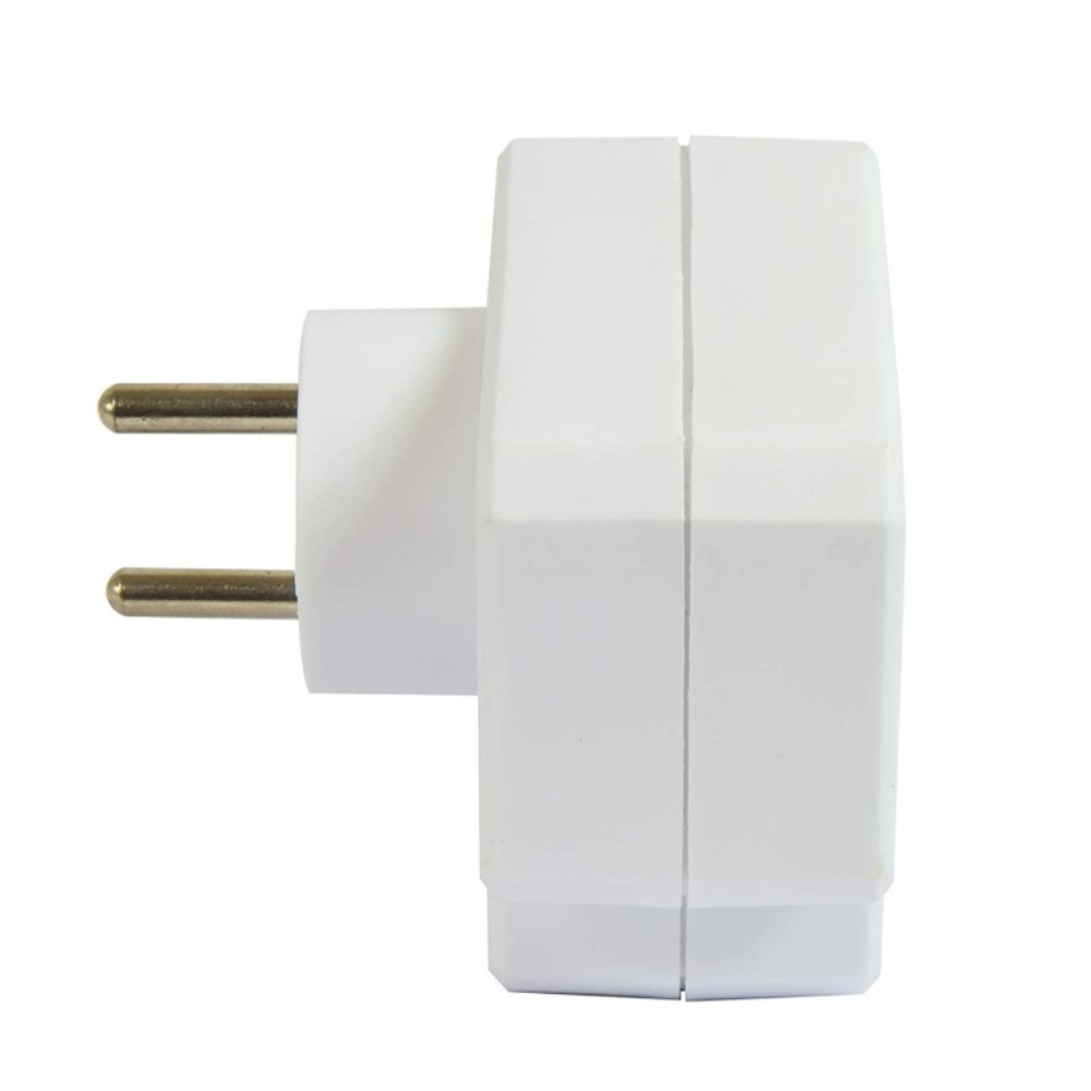 Biplite française 2 entrées 2P + T 16A avec interrupteur - VELAMP - ADAT-FR-4