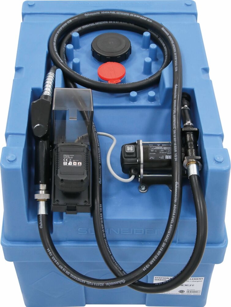 Cuve de ravitaillement gasoil PE 200L avec kit pompe à gasoil avec plateforme 20V Li-ion et 1 batterie 4Ah SCHNEIDER - 50442