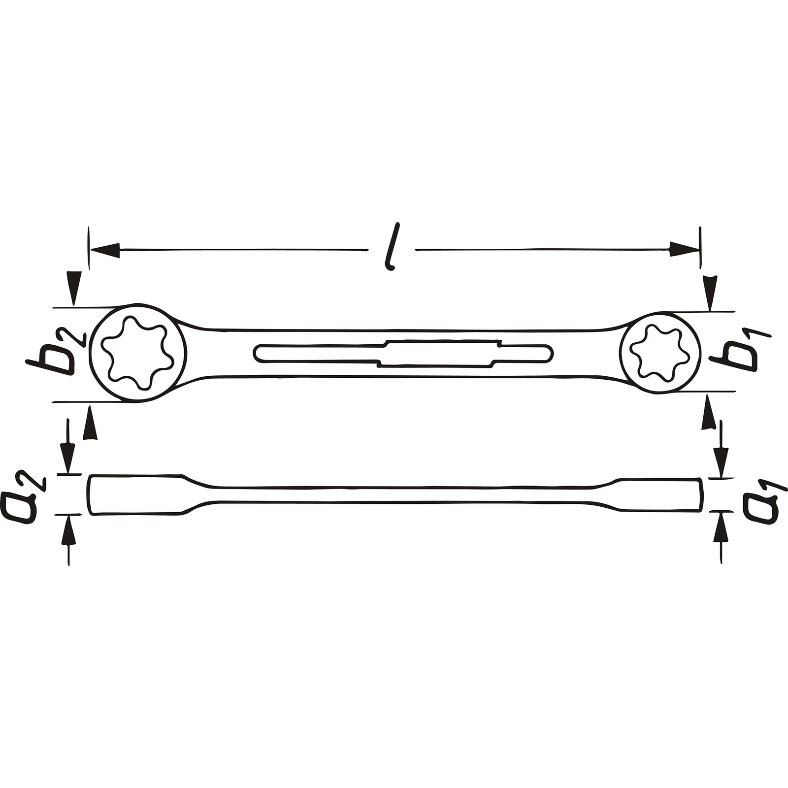 Clé polygonale double profil TORX extérieur tailles E6 E8 113 mm chromée HAZET - 609-E6XE8