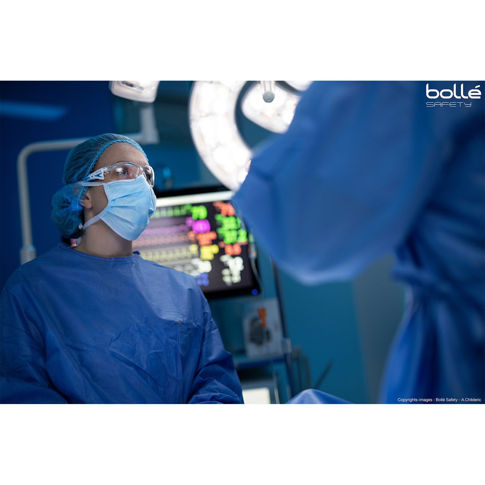 Lunette incolore monture bleu/blanche RUSH+ BOLLÉ SAFETY - PSSRUSP085