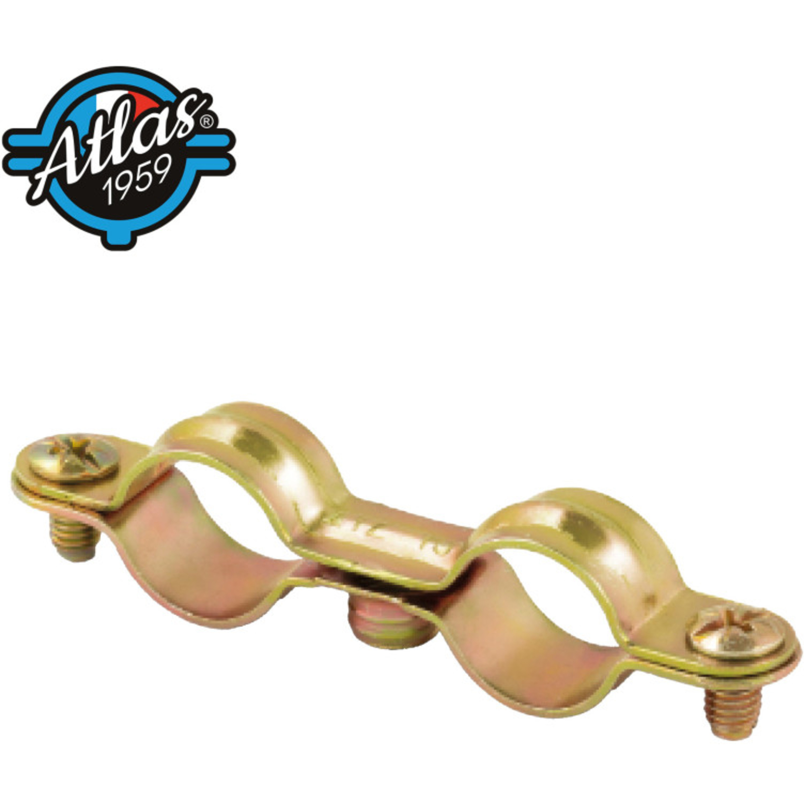 Collier de plomberie double standard ATLAS acier zingué jaune D18 - Lot de 100 SCELL-IT - CD18-J