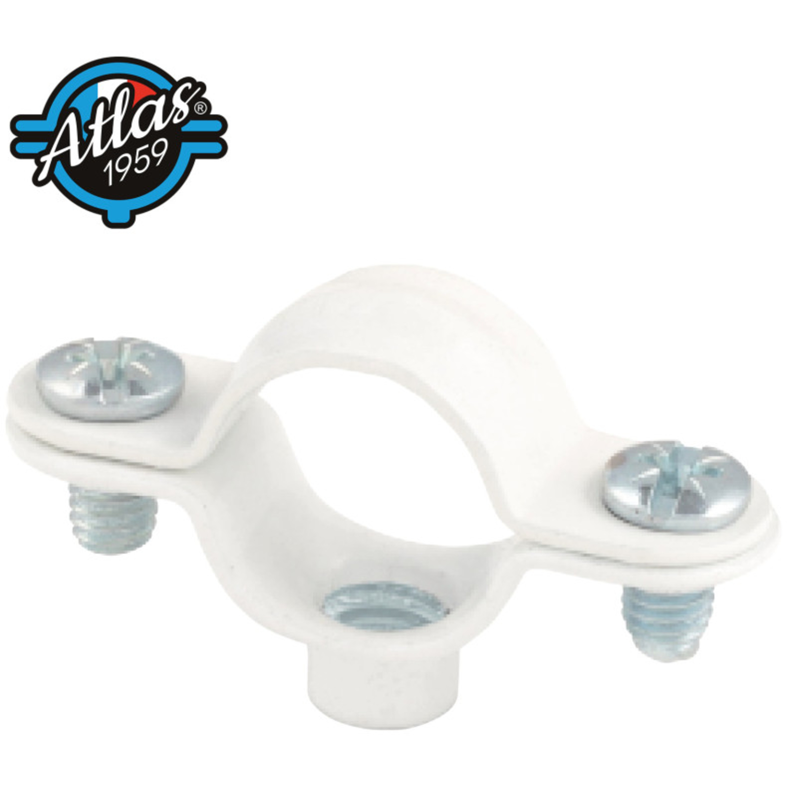 Collier de plomberie simple standard ATLAS acier laqué blanc D26 - Lot de 100 SCELL-IT - COLBL26