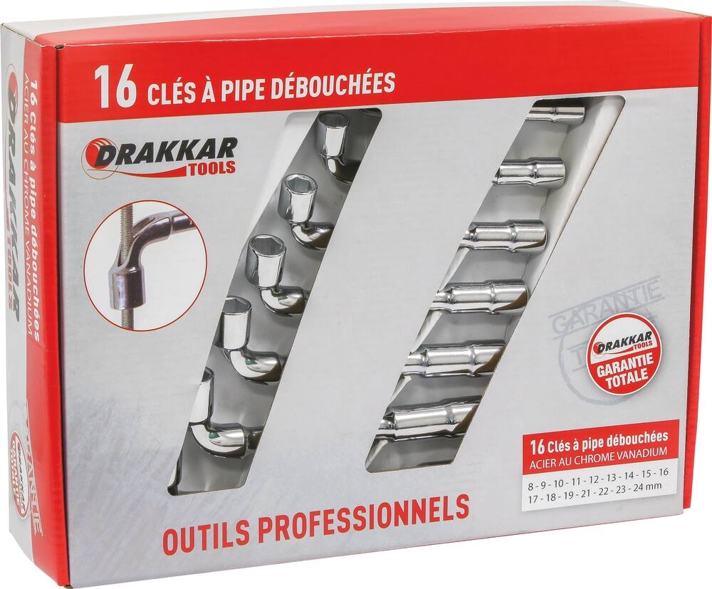 16 cles pipes 6/6 cv debouch.8a24 dt DRAKKAR TOOLS - 12278