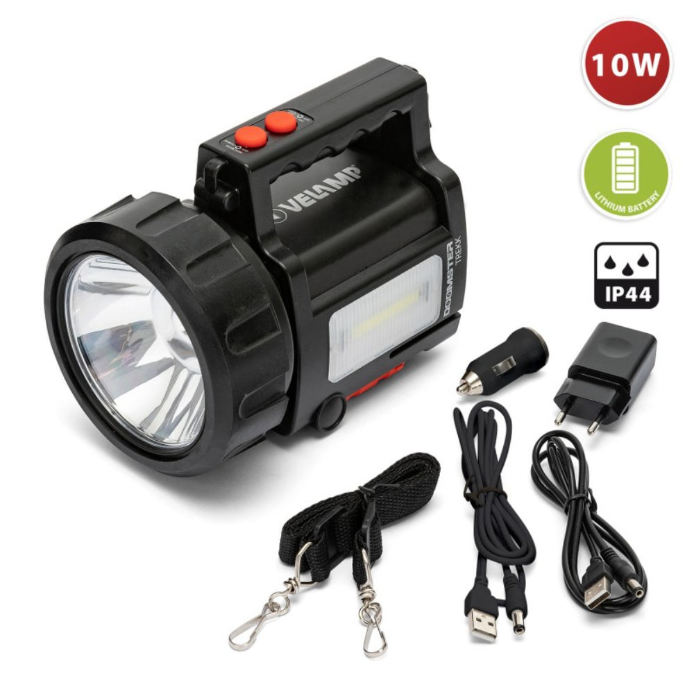 Phare rechargeable LED 10W + lanterne + power bank DOOMSTER TREKK - VELAMP - IR666-10W