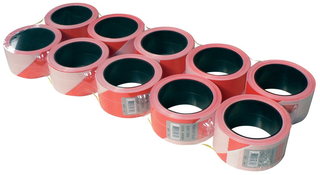RUBAN RUBALISE ROUGE BLANC 100 M X 50 MM 203504