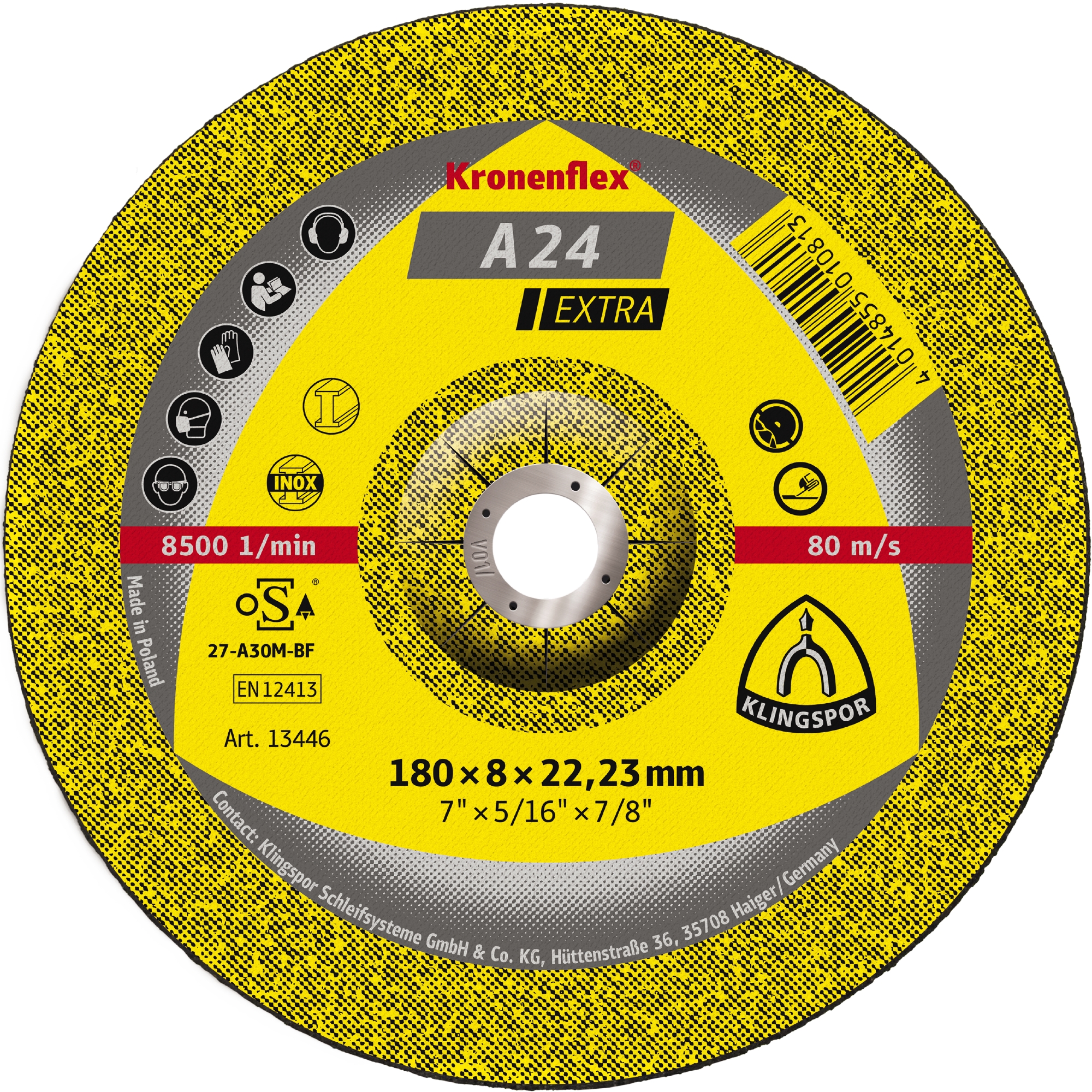 10 Meules à ébarber KS EXTRA A24EX S GEK 180X6X22,23 KLINGSPOR - 13444
