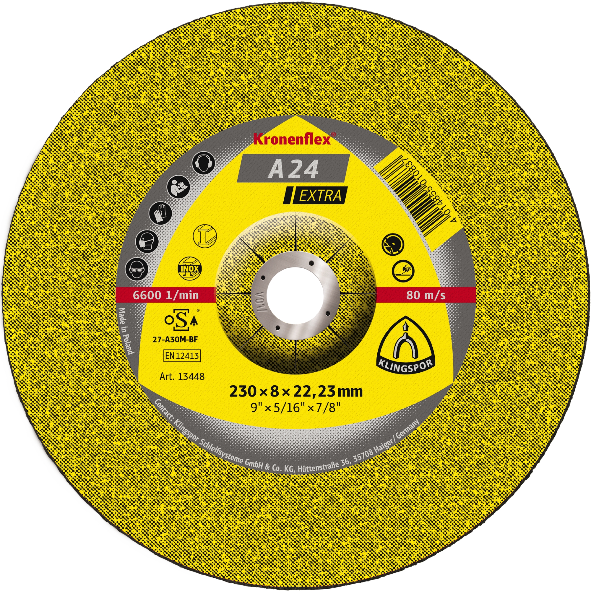 10 Meules à ébarber KS EXTRA A24EX S GEK 230X8X22,23 KLINGSPOR - 13448