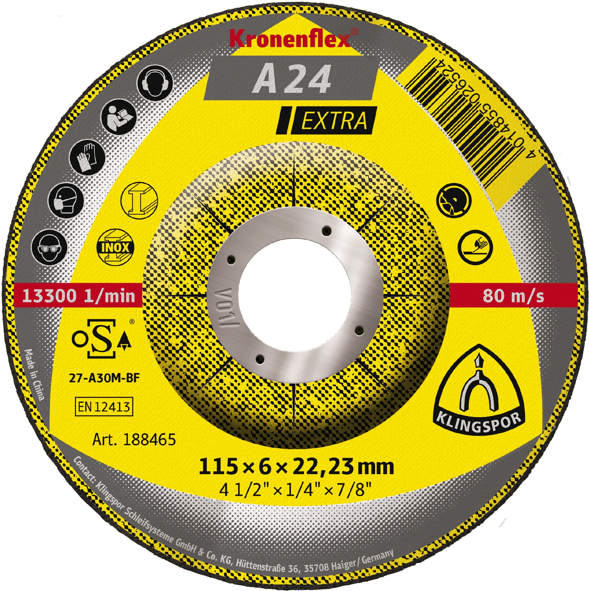 10 Meules à ébarber KS EXTRA A24EX S GEK 115X6X22,23 KLINGSPOR - 188465