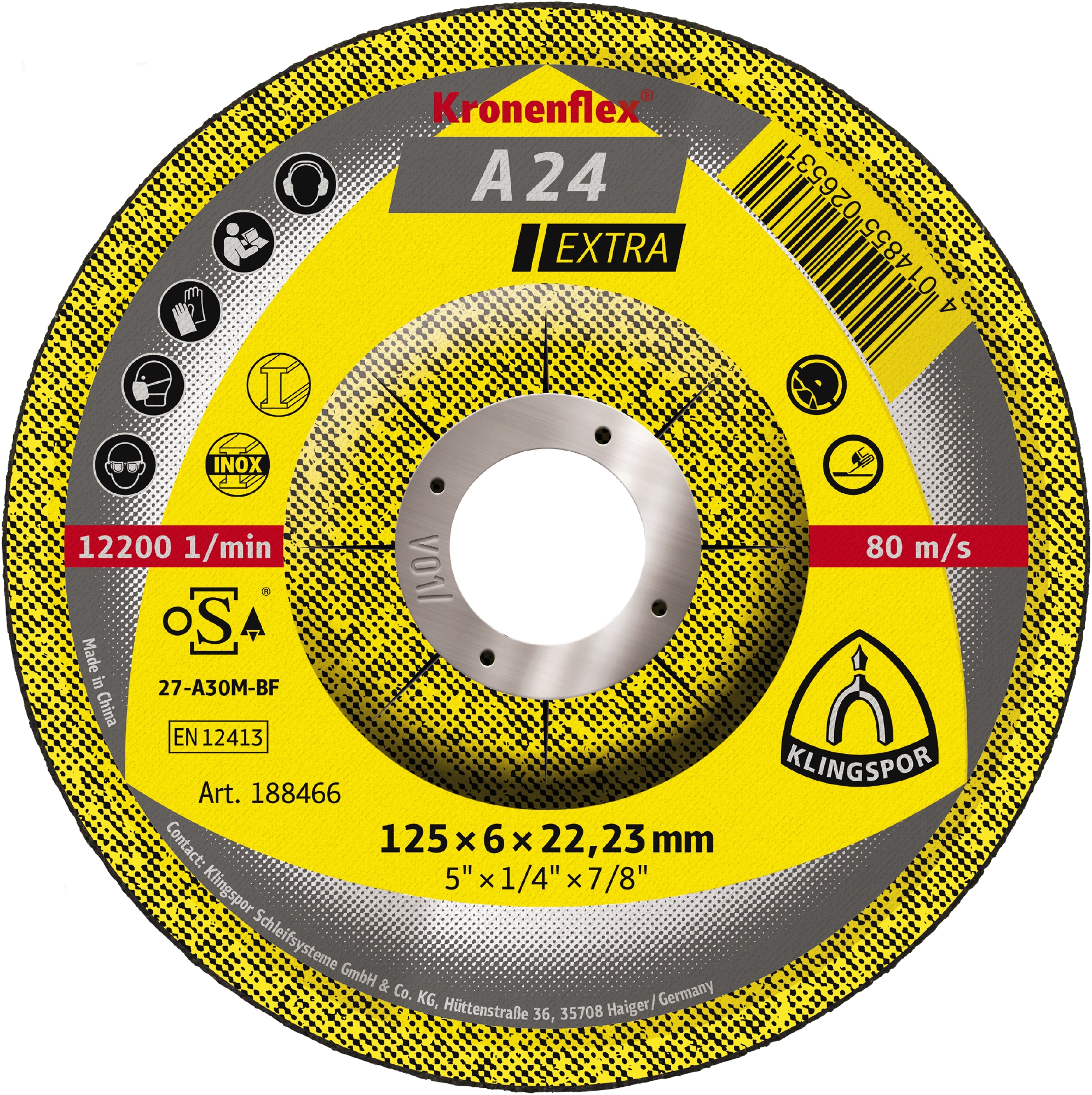 10 Meules à ébarber KS EXTRA A24EX S GEK 125X6X22,23 KLINGSPOR - 188466