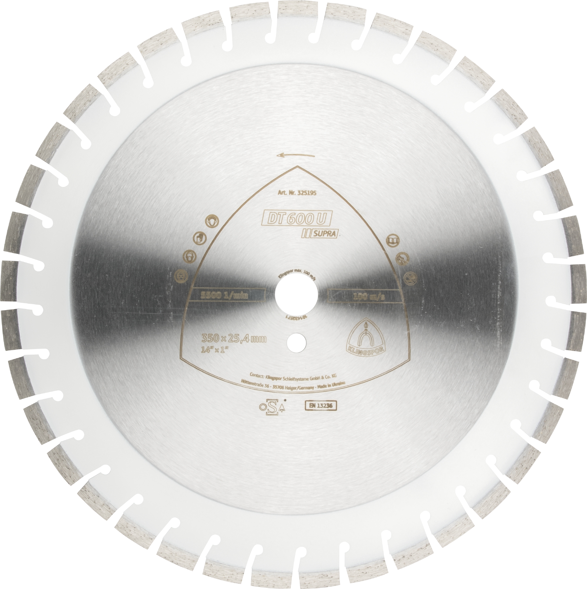 Disques à tronçonner diamantés DT SUPRA DT600U S 400X3,6X25,4 43K 10 KLINGSPOR - 347485