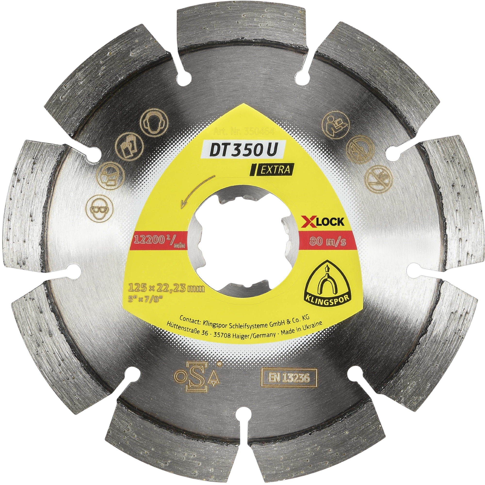 Disques à tronçonner diamantés DT EXTRA DT350U S 125X2,4X22,23 X-LOCK 9 KLINGSPOR - 350464