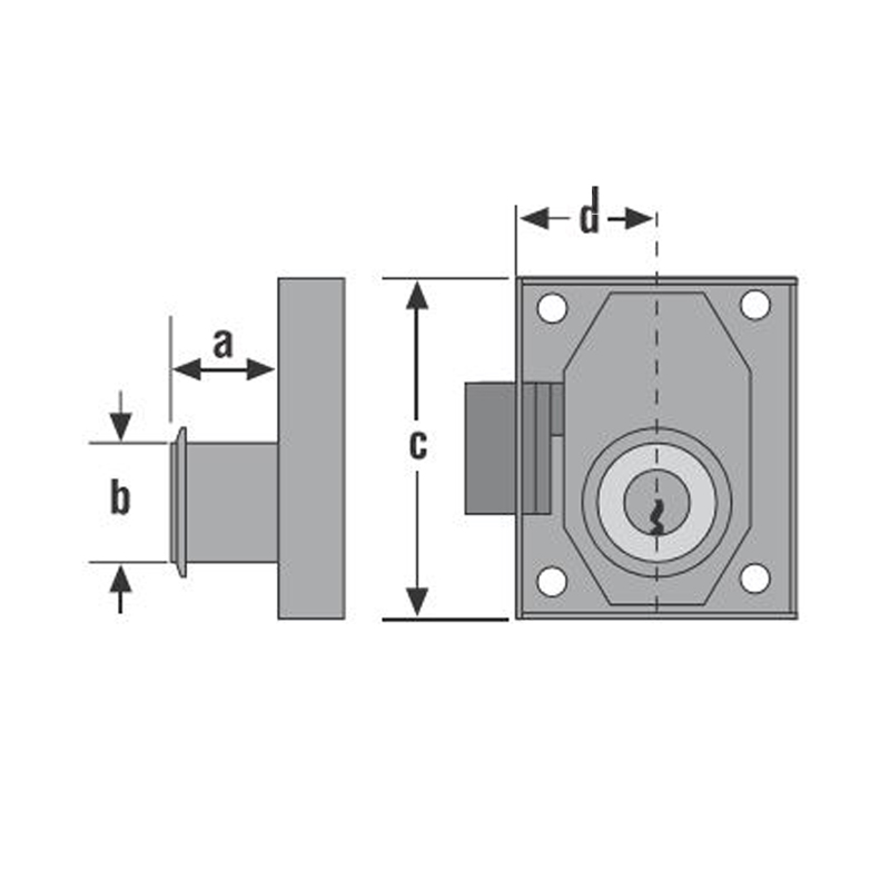 Serrure à Cylindre - Longueur 37 mm x Ø 20 mm, Axe 20 mm - mod. 23-R - URKO - 7103520