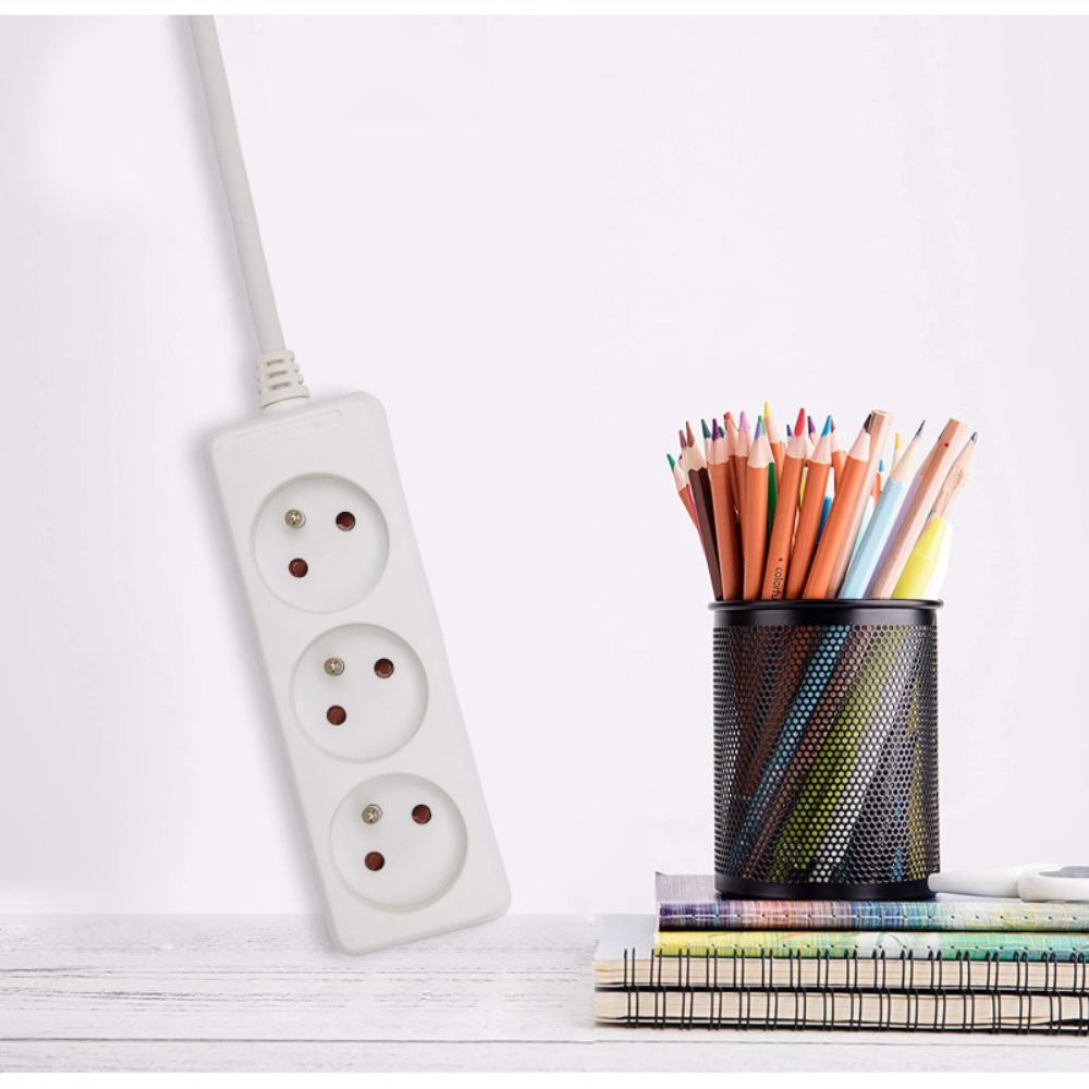 Bloc multiprise 3x16A, 1m H05VV-F 3G1.0 mm² - CE & NF - VELAMP - MULTIP-FR-3