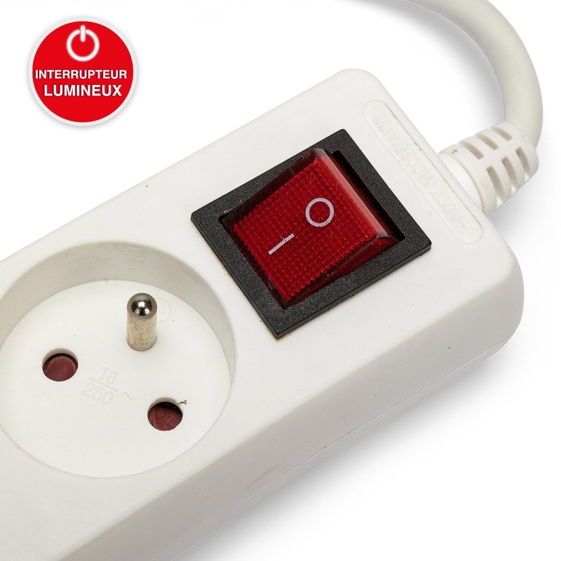 Bloc multiprise 3x16A avec interrupteur 1m CE & NF - VELAMP - MULTIP-FR-I-3