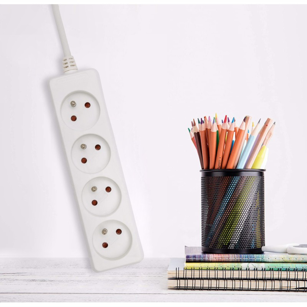 Bloc multiprise 4x16A 1m H05VV F3G1.0MM2 CE & NF - VELAMP - MULTIP-FR-4