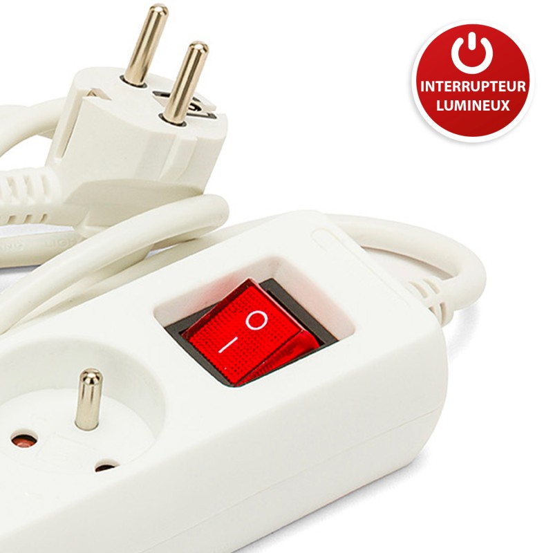 Multiprise 5 sorties + 2 USB câble 1,5m - VELAMP - MULTIP-FR-USB5