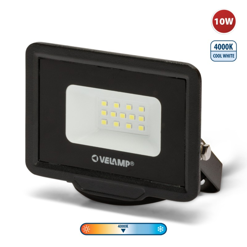 Projecteur LED SMD 10W IP65 PADLIGHT5 noir 4000K - VELAMP - IS740-5-4000K