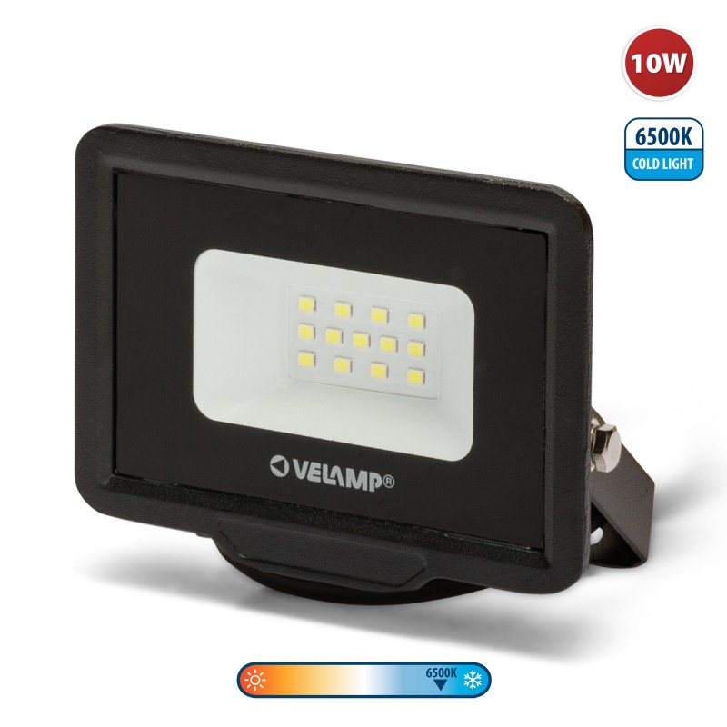 Projecteur LED SMD 10W IP65 PADLIGHT5 noir 6500K - VELAMP - IS740-5-6500K