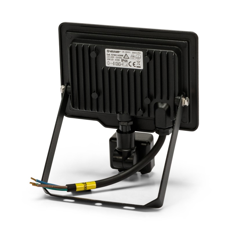 Projecteur LED SMD 20W IP44 noir 4000K avec détecteur de mouvements PADLIGHT5 - VELAMP - IS748-5-4000K
