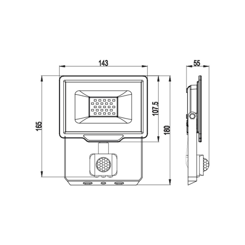 Projecteur LED SMD 20W IP44 noir 4000K avec détecteur de mouvements PADLIGHT5 - VELAMP - IS748-5-4000K