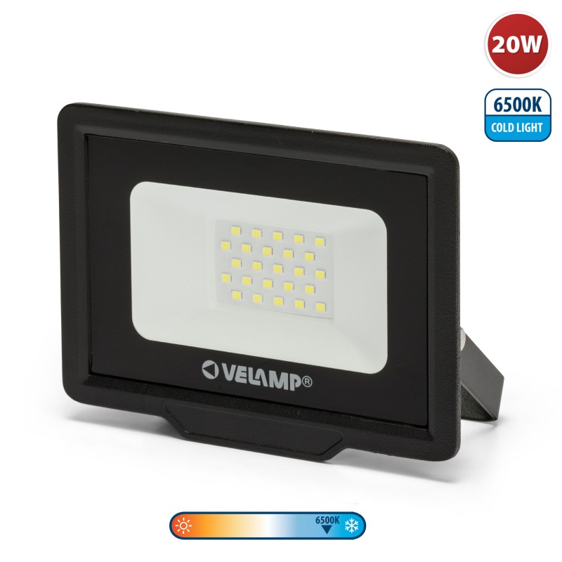 Projecteur LED SMD 20W IP65 noir 6500K PADLIGHT5 - VELAMP - IS745-5-6500K