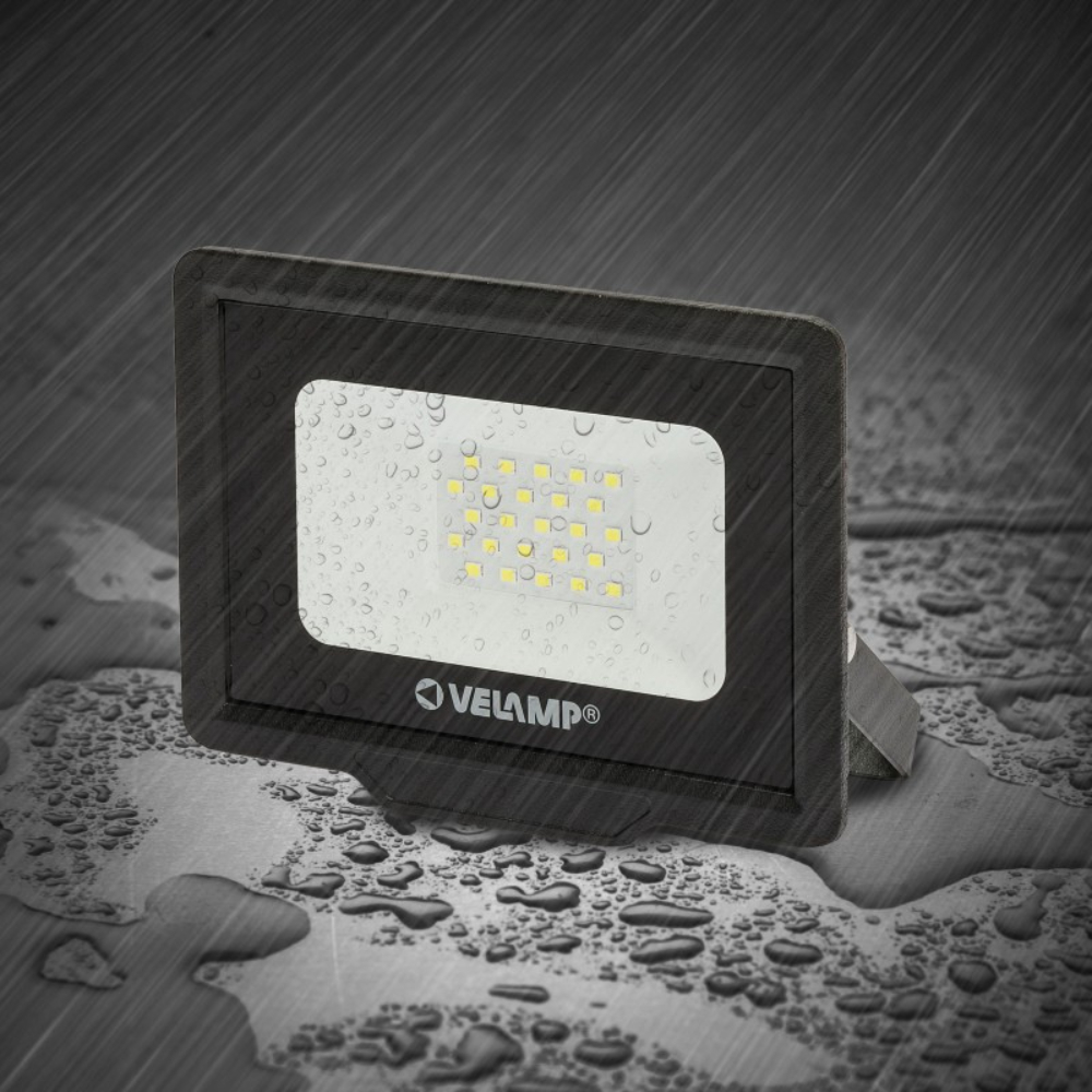 Projecteur LED SMD 20W IP65 noir 6500K PADLIGHT5 - VELAMP - IS745-5-6500K