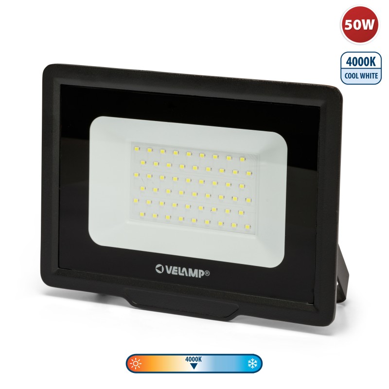 Projecteur LED SMD 50W IP65 noir 4000K PADLIGHT5 - VELAMP - IS760-5-4000K